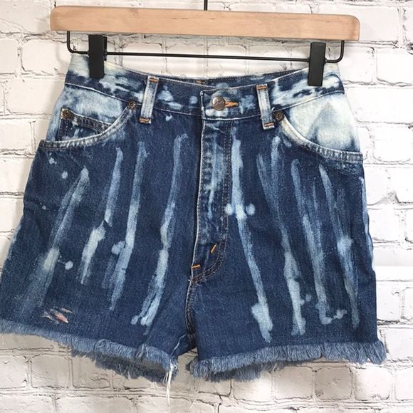 Vintage Denim Shorts Hand bleached Short 1990’s - Picture 1 of 8